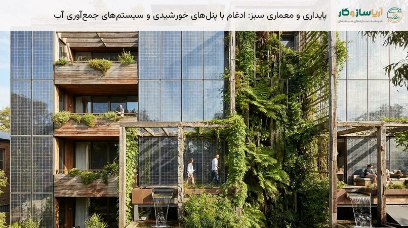 پایداری و معماری سبز: ادغام با پنل‌های خورشیدی و سیستم‌های جمع‌آوری آب