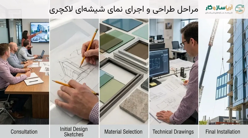 مراحل طراحی و اجرای نمای شیشه‌ای لاکچری