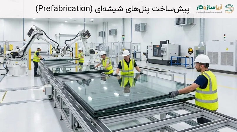 پیش‌ساخت پنل‌های شیشه‌ای (Prefabrication)