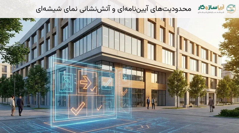 محدودیت‌های آیین‌نامه‌ای و آتش‌نشانی نمای شیشه‌ای
