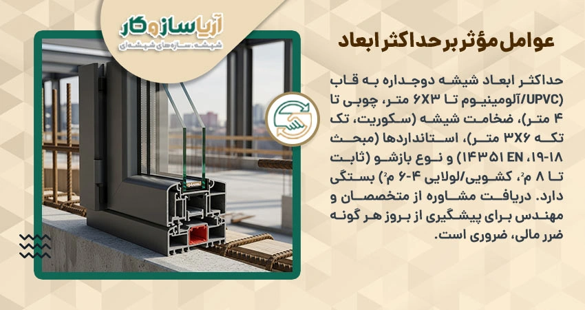 عوامل مؤثر بر حداکثر ابعاد پنجره دوجداره