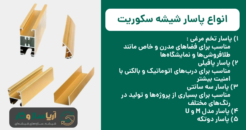 انواع پاسار شیشه سکوریت