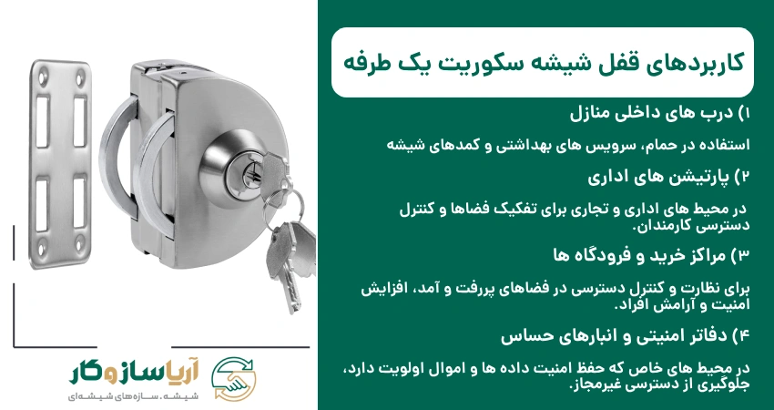 کاربردهای قفل شیشه سکوریت یک طرفه
